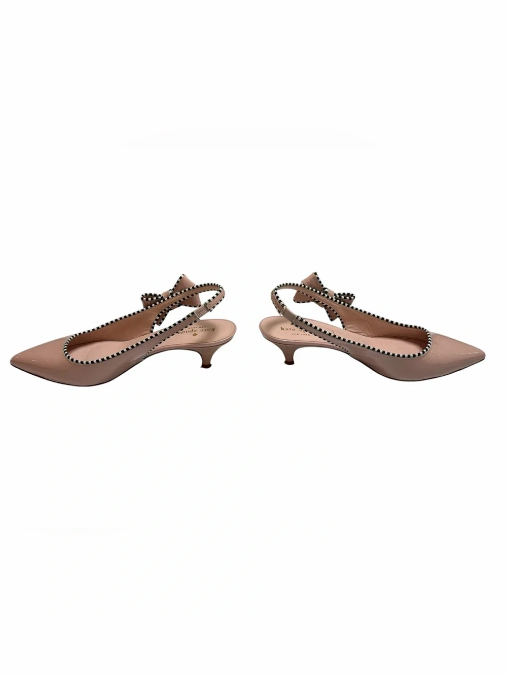 kate spade Blush Pink Slingback Pointed-Toe Heels with Black-and-White Trim